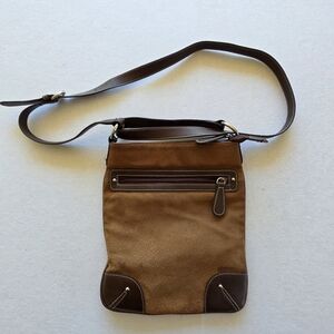 Wilsons Leather Brown Crossbody Bag with Dark Brown Trim